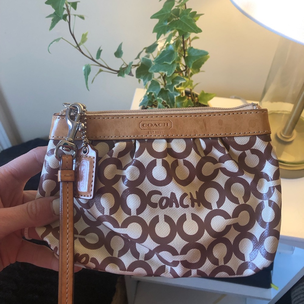 Coach coated canvas wristlet